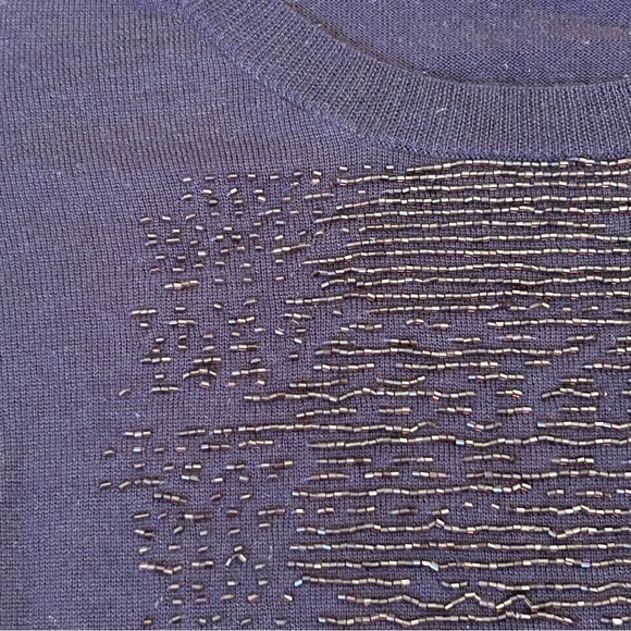 Calvin Klein Women's Fall Dark Purple Sweater 2X Embellished Bead Detail - Picture 5 of 7